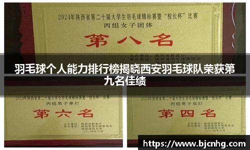 羽毛球个人能力排行榜揭晓西安羽毛球队荣获第九名佳绩